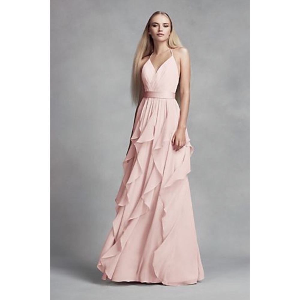 Vera Wang Chiffon Dress with Cascading Skirt - Picture 1 of 4